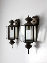 vintage outdoor wall lantern sconces, pair