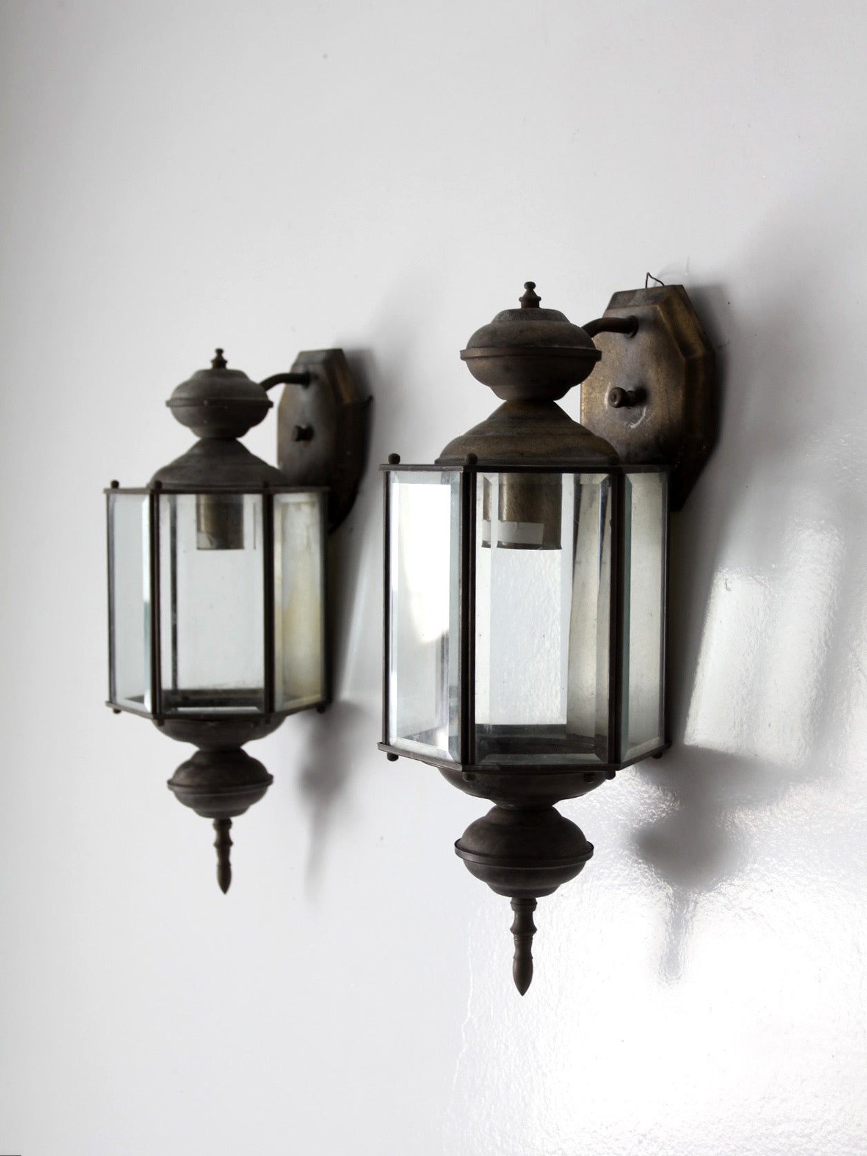 vintage outdoor wall lantern sconces, pair