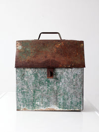 mid-century green galvanized metal toolbox