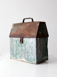 mid-century green galvanized metal toolbox