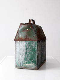 mid-century green galvanized metal toolbox