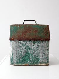 mid-century green galvanized metal toolbox