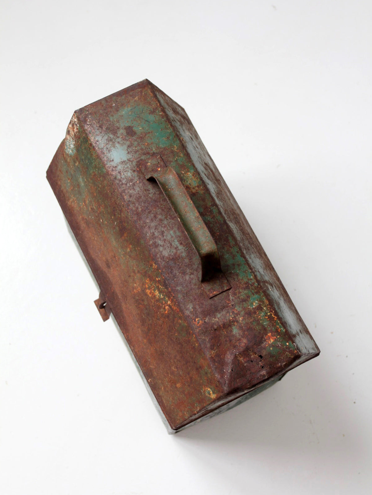 mid-century green galvanized metal toolbox