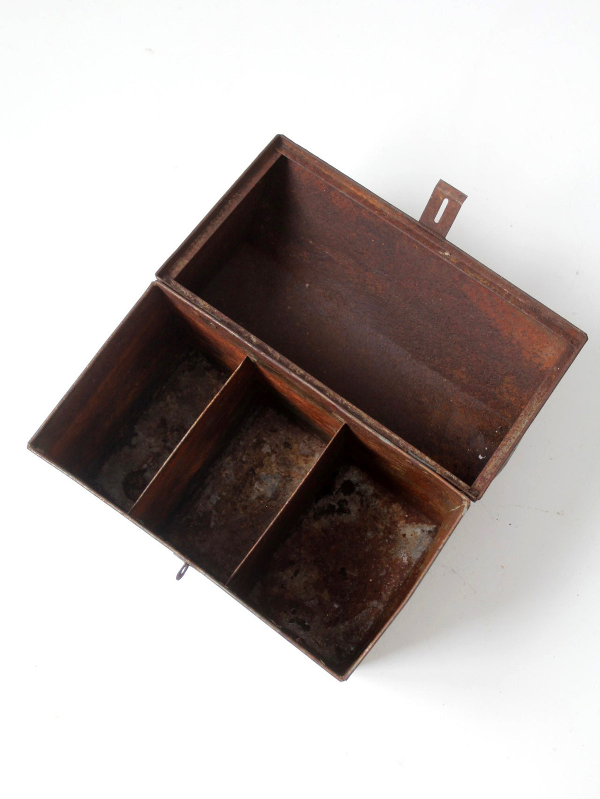mid-century green galvanized metal toolbox