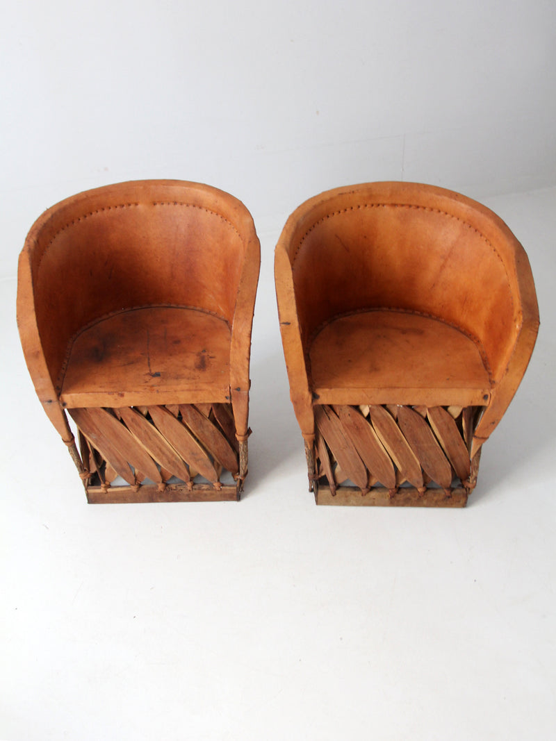 vintage Mexican equipale chairs pair