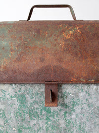 mid-century green galvanized metal toolbox