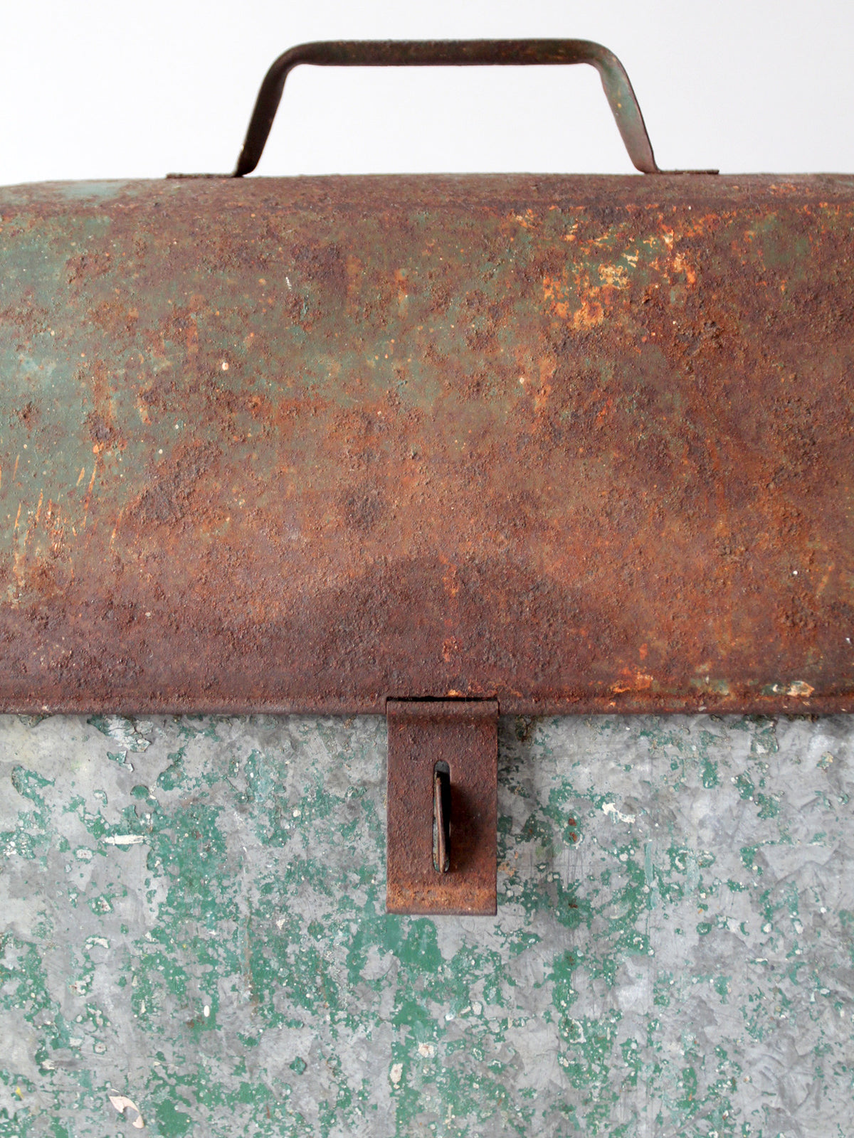 mid-century green galvanized metal toolbox