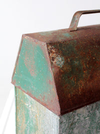 mid-century green galvanized metal toolbox