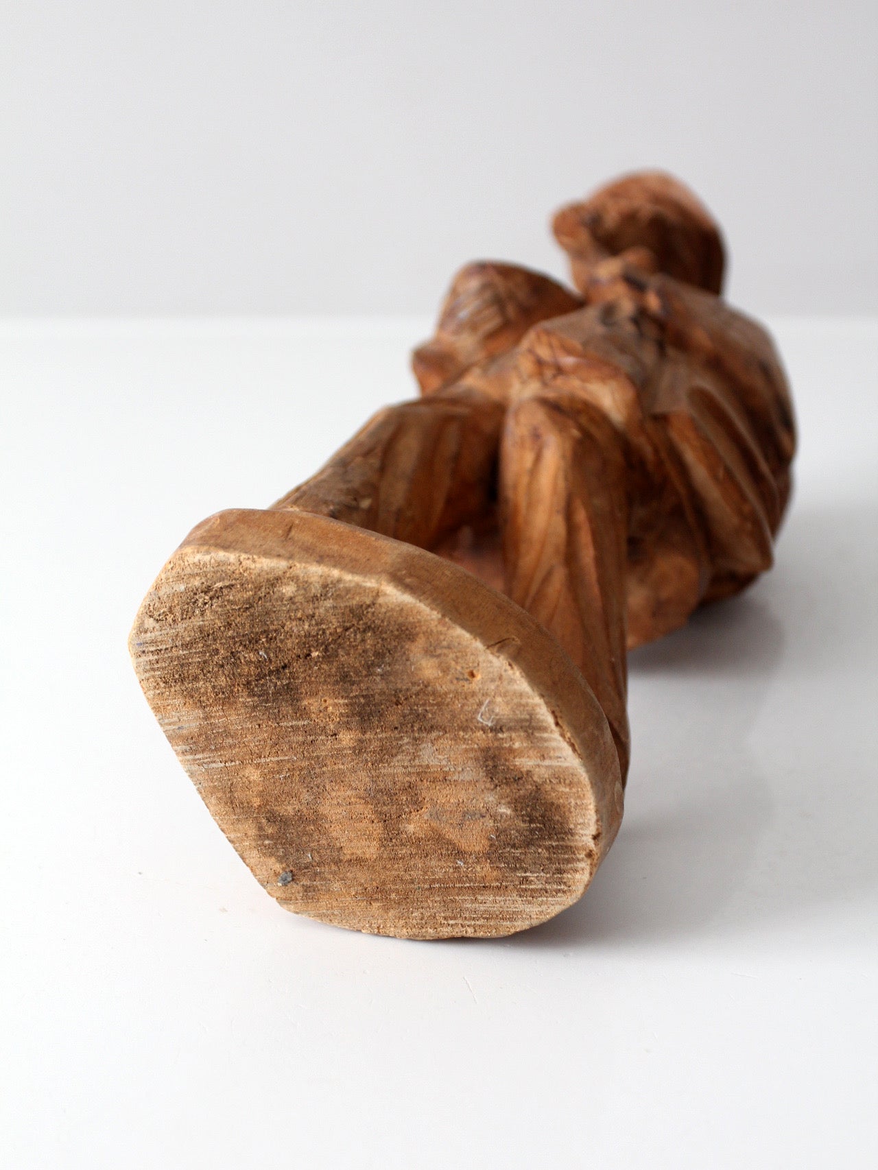 mid-century folk art carved wood peddler figure