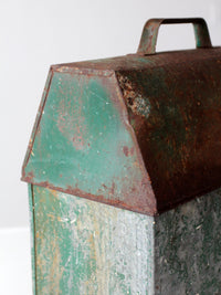 mid-century green galvanized metal toolbox