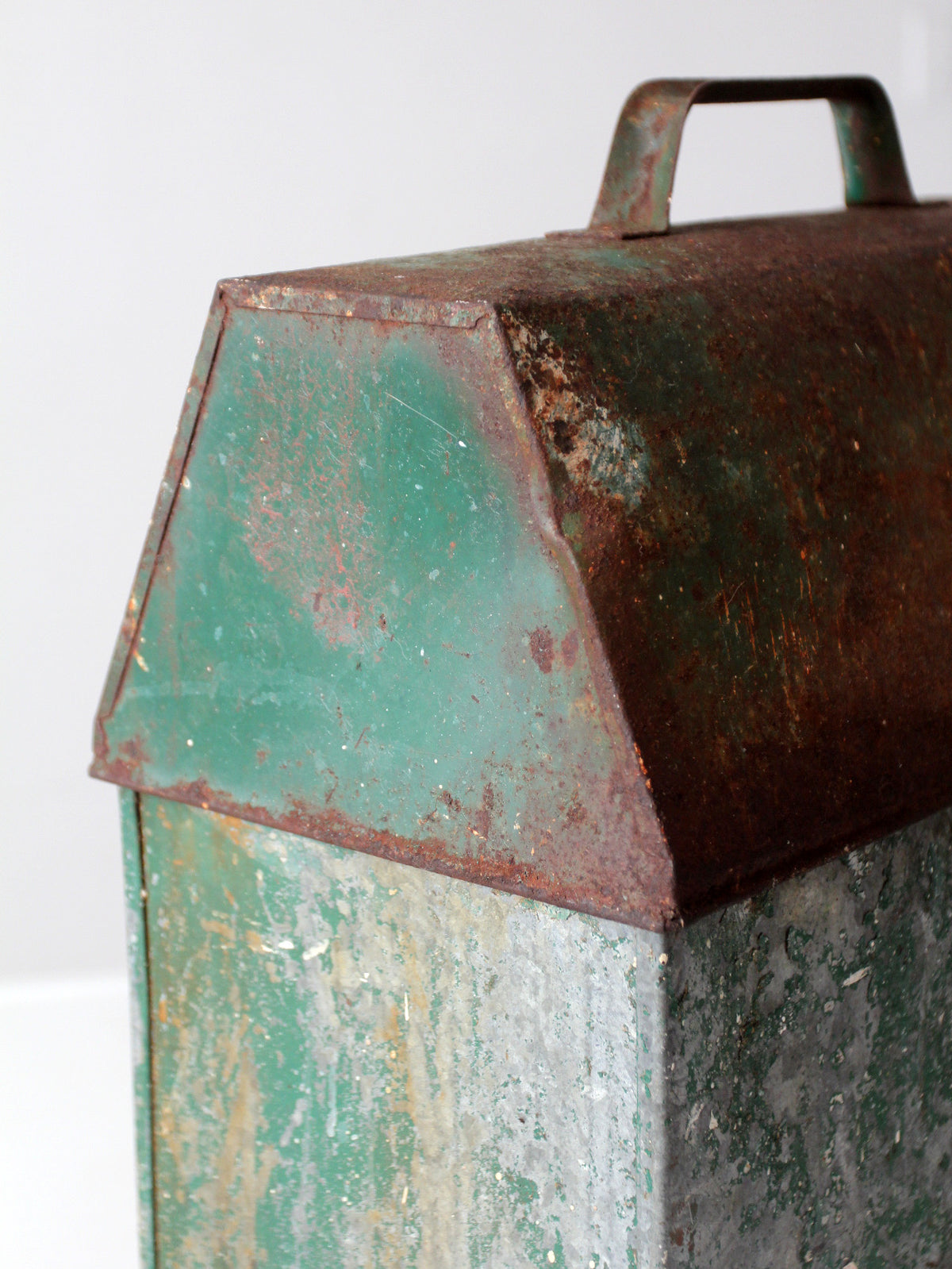 mid-century green galvanized metal toolbox