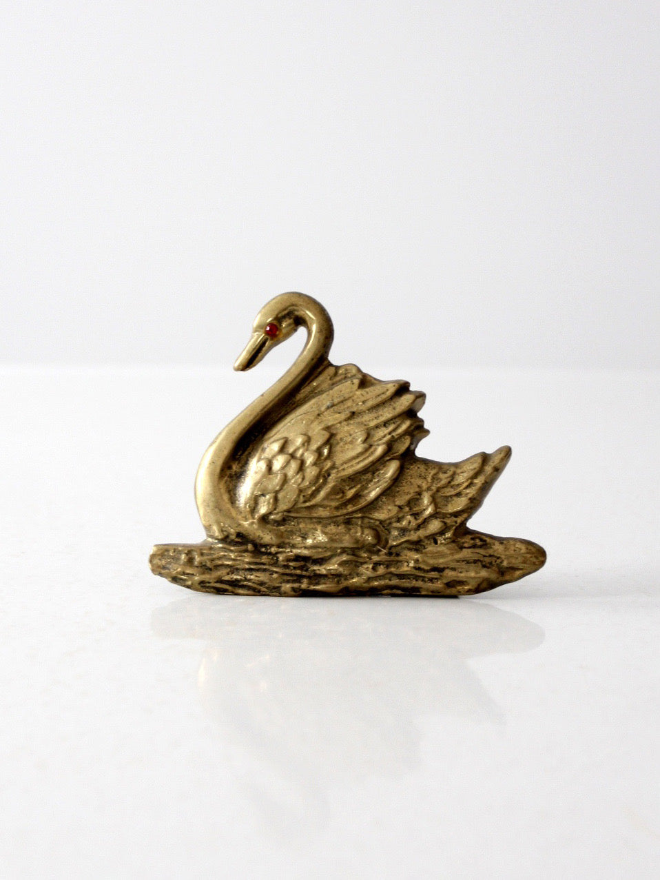 vintage brass swan desk figure