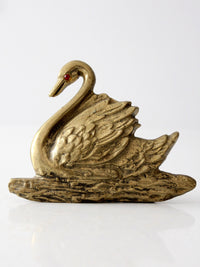 vintage brass swan desk figure