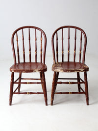 antique painted spindle back chairs a pair