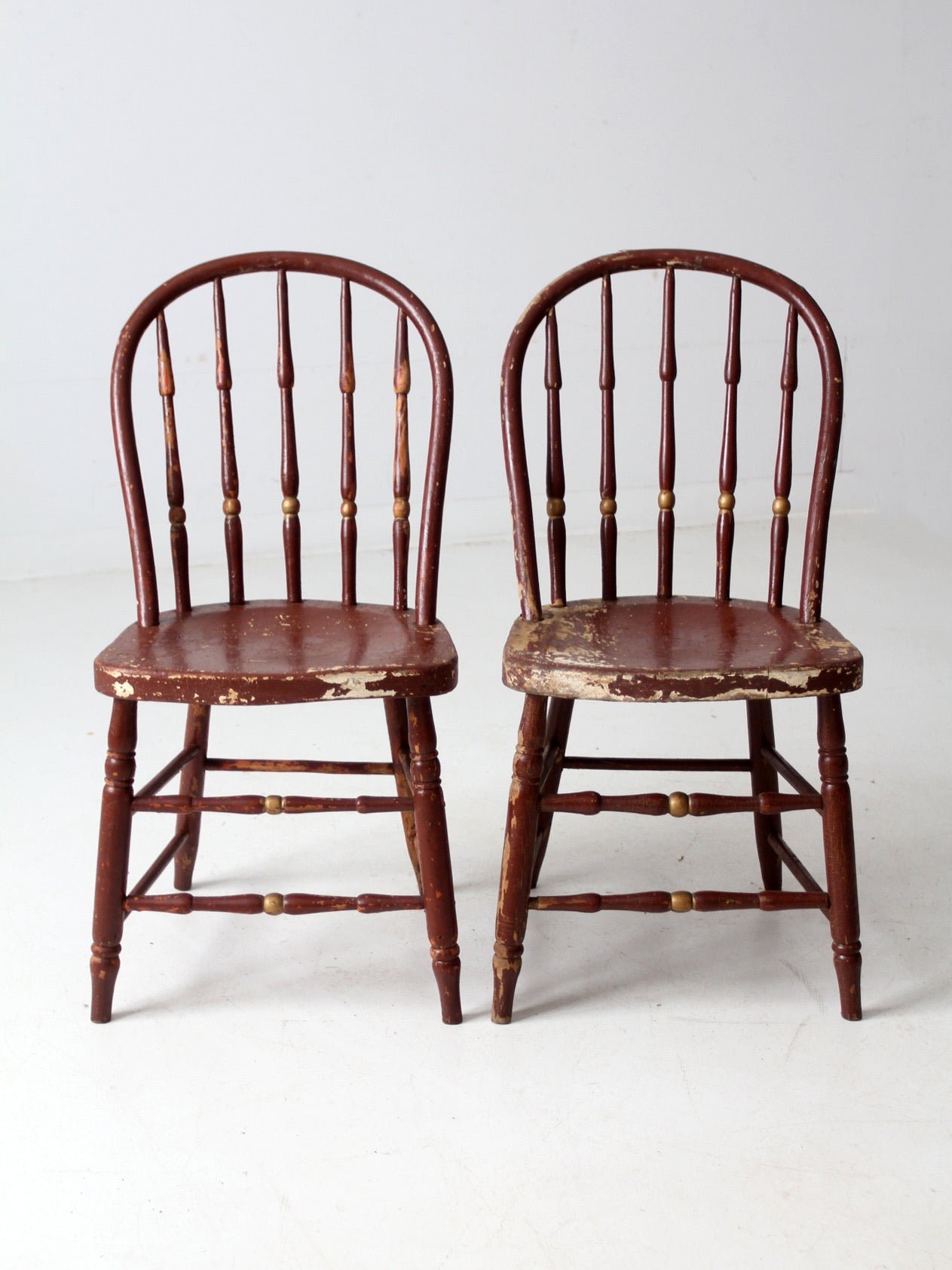 antique painted spindle back chairs a pair