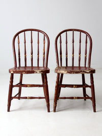 antique painted spindle back chairs a pair