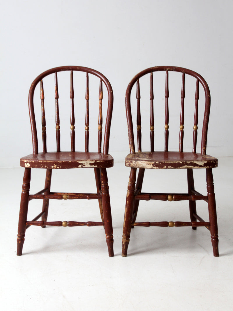 antique painted spindle back chairs a pair