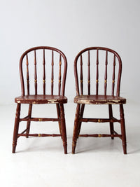 antique painted spindle back chairs a pair