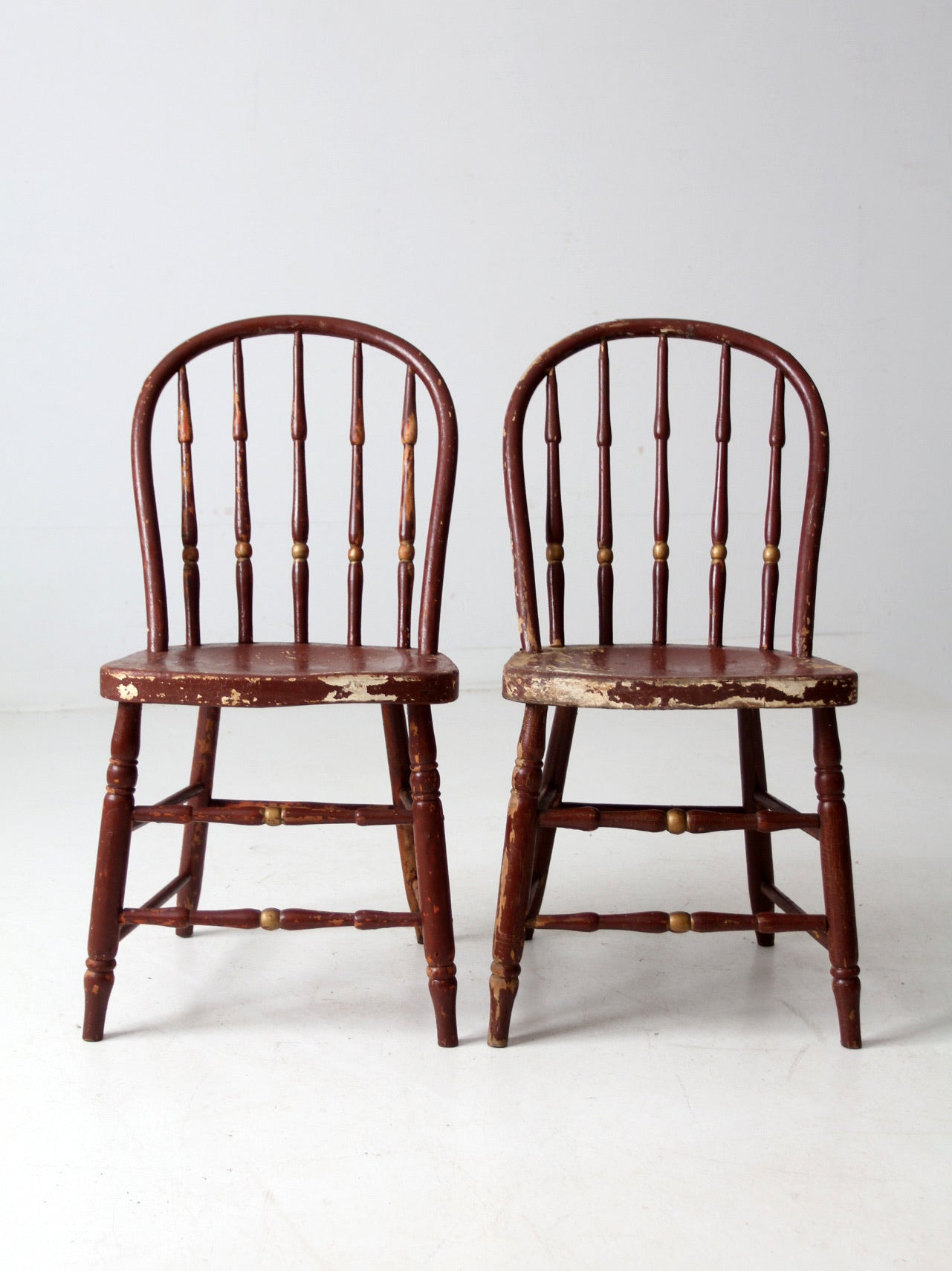 antique painted spindle back chairs a pair