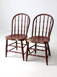 antique painted spindle back chairs a pair