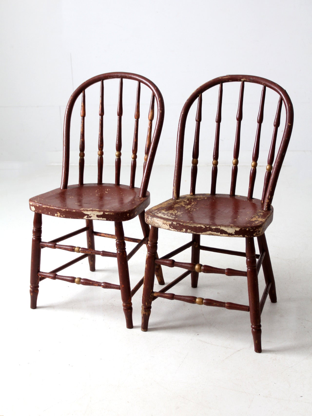 antique painted spindle back chairs a pair