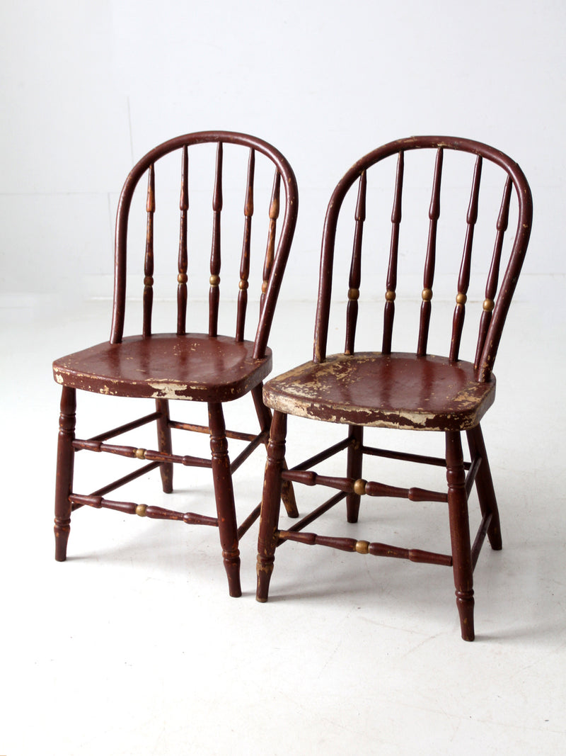antique painted spindle back chairs a pair