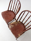 antique painted spindle back chairs a pair