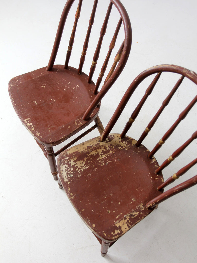 antique painted spindle back chairs a pair