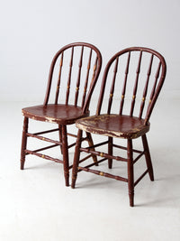 antique painted spindle back chairs a pair