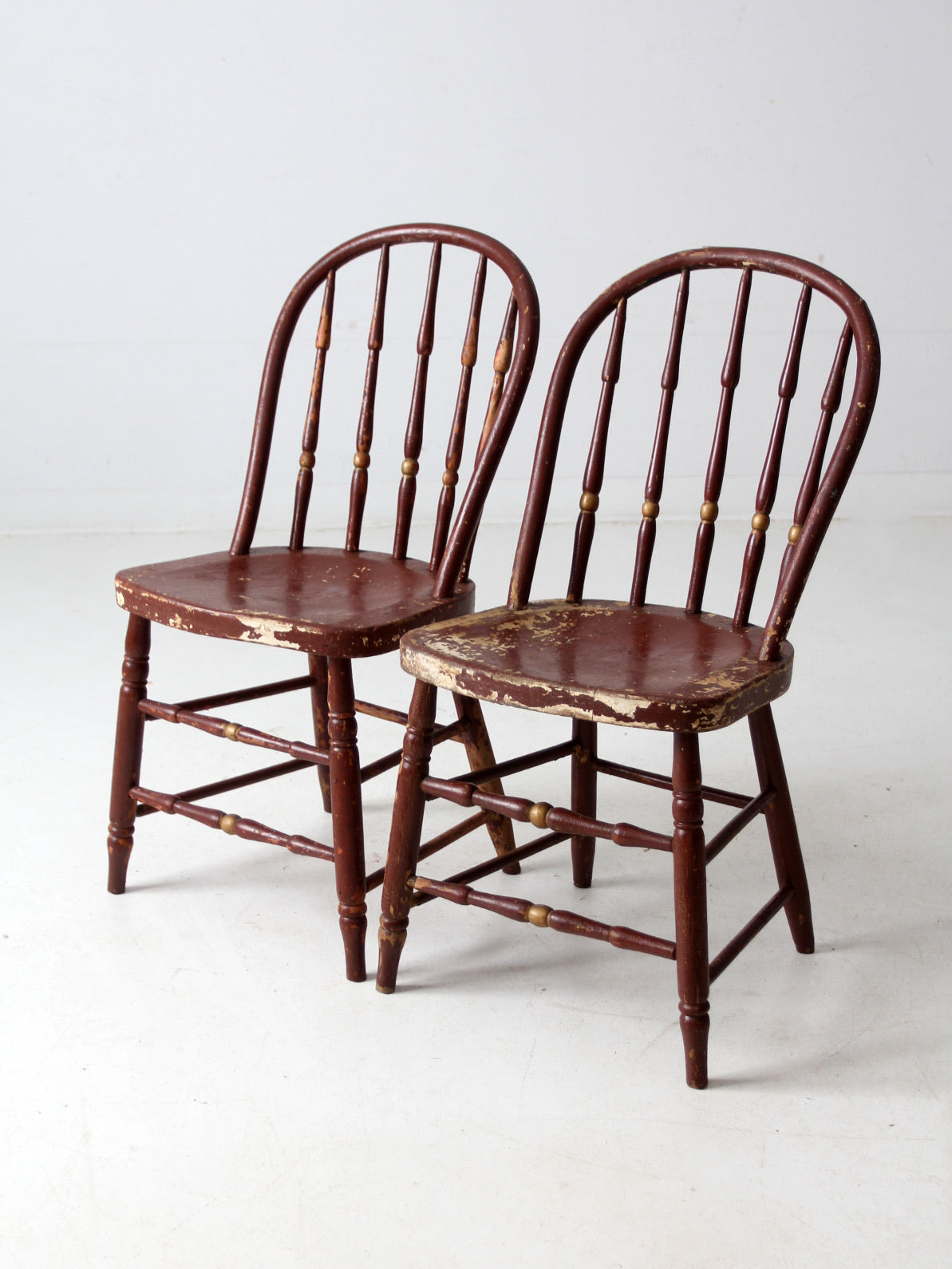 antique painted spindle back chairs a pair