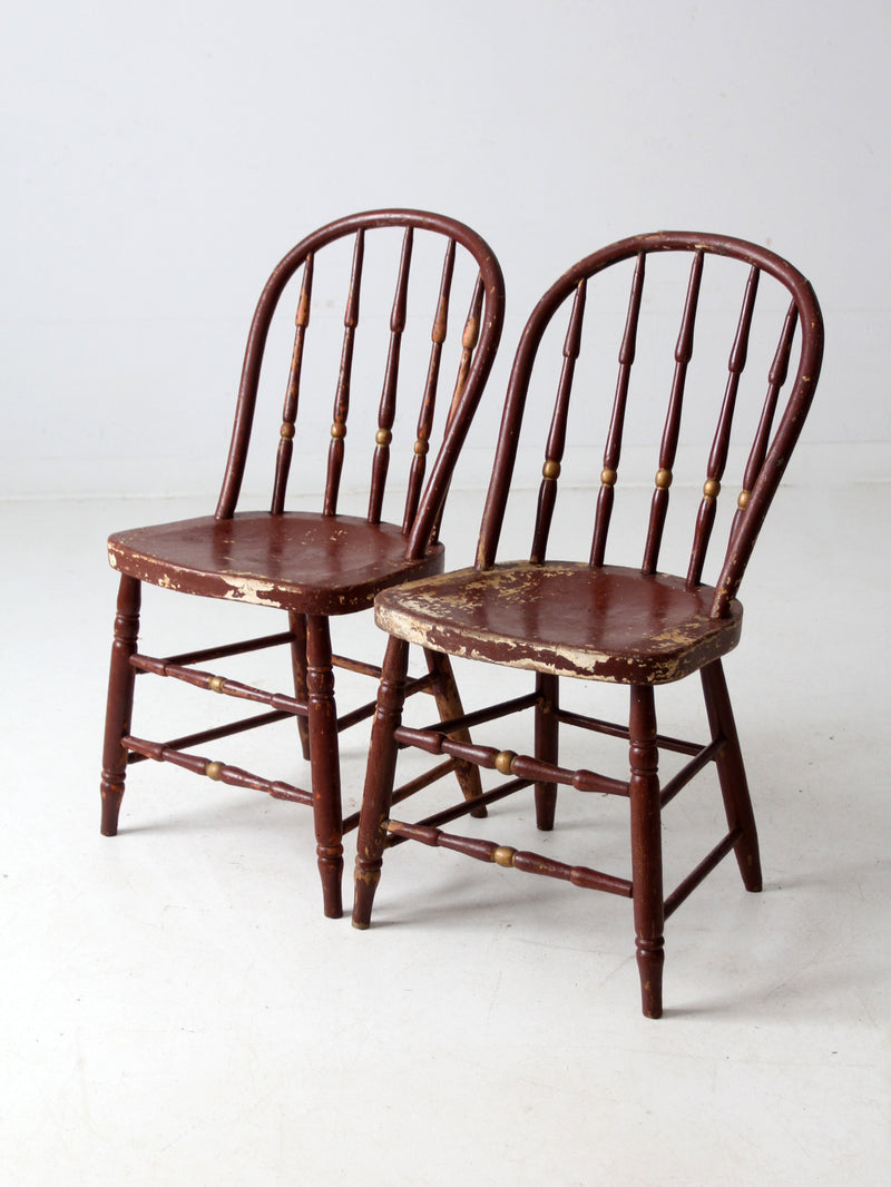 antique painted spindle back chairs a pair