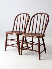 antique painted spindle back chairs a pair