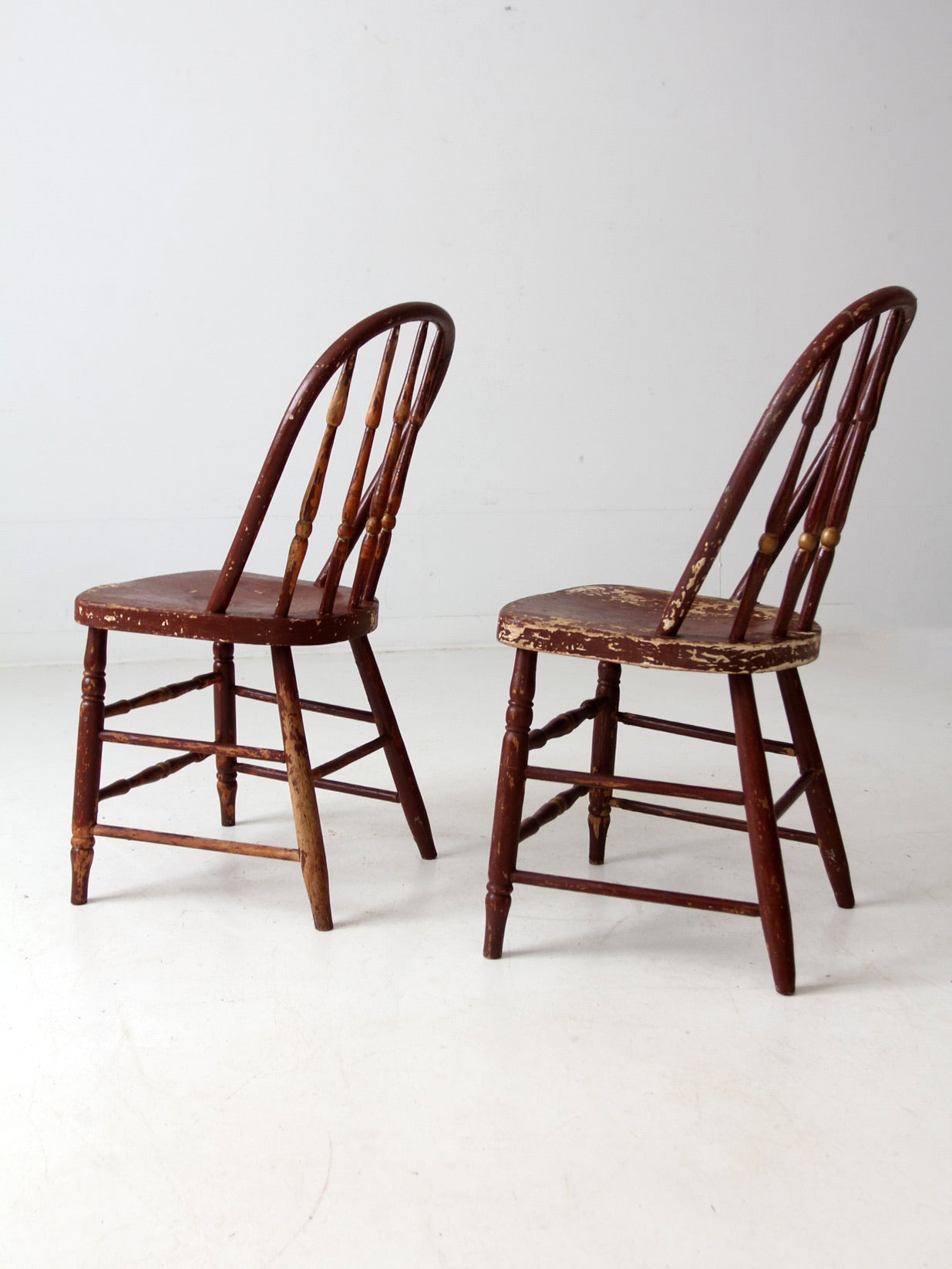 antique painted spindle back chairs a pair