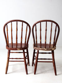 antique painted spindle back chairs a pair