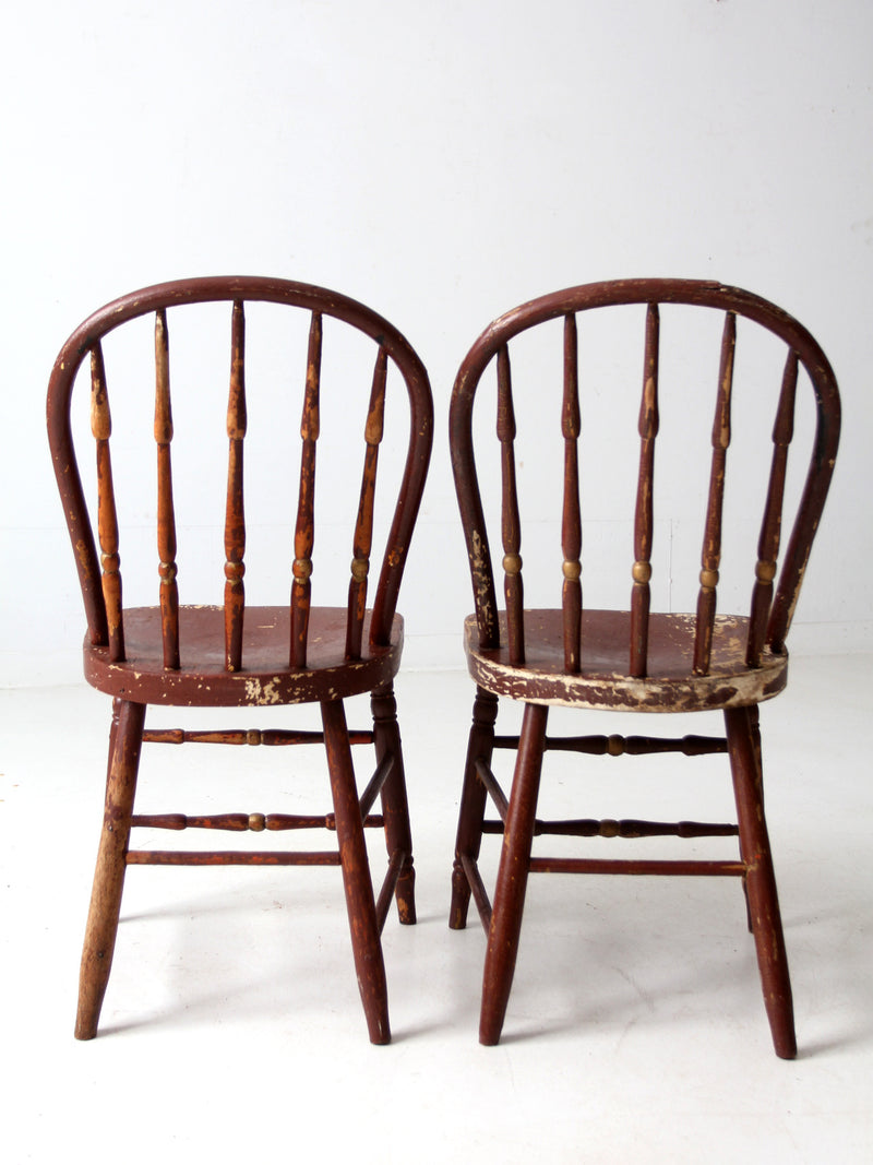 antique painted spindle back chairs a pair