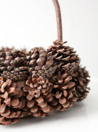 vintage handmade pinecone basket