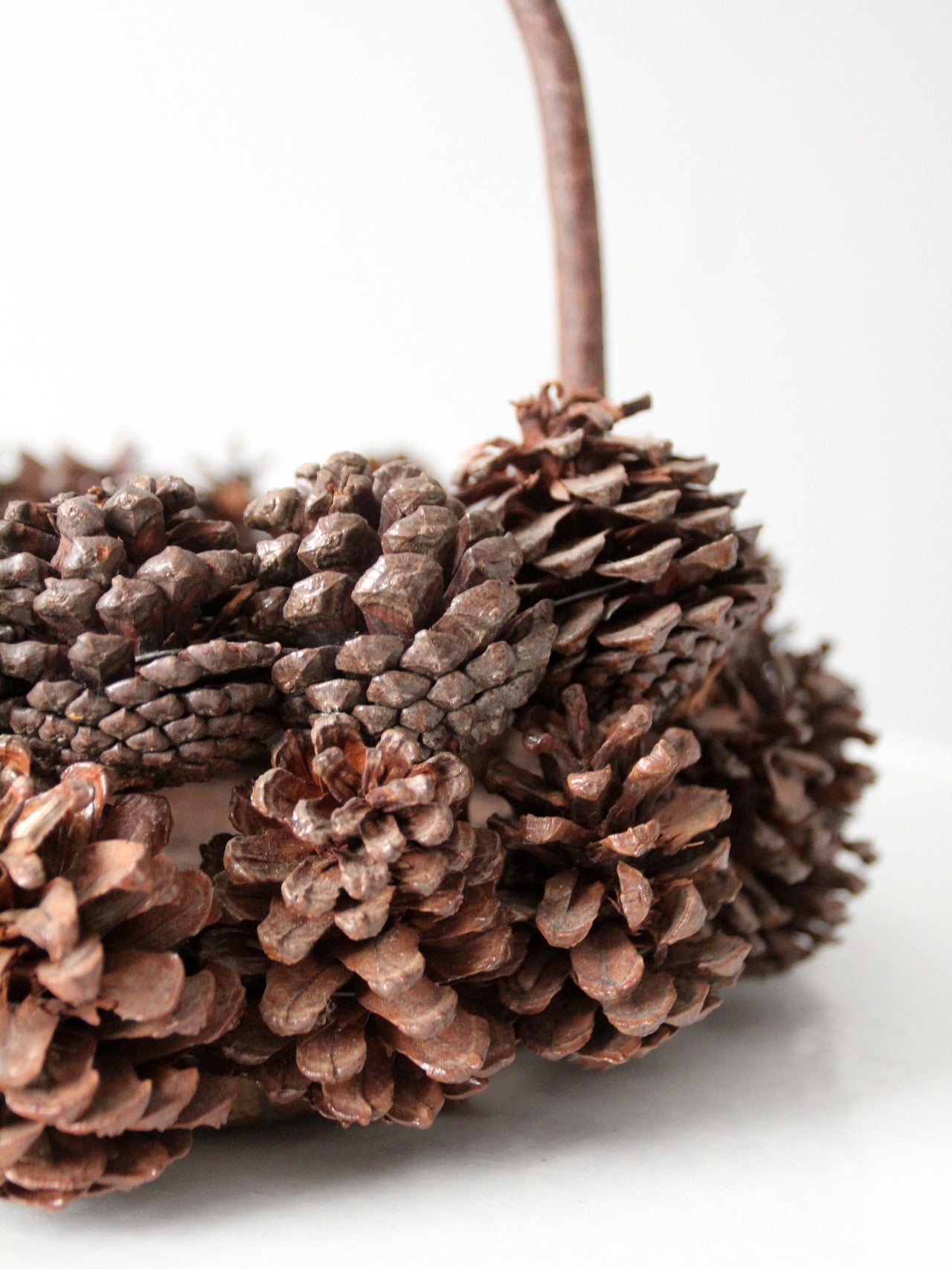 vintage handmade pinecone basket