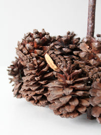 vintage handmade pinecone basket
