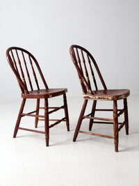antique painted spindle back chairs a pair