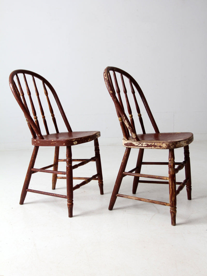 antique painted spindle back chairs a pair