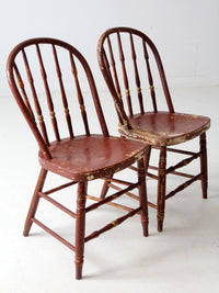 antique painted spindle back chairs a pair