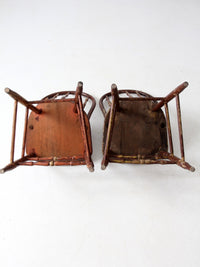 antique painted spindle back chairs a pair