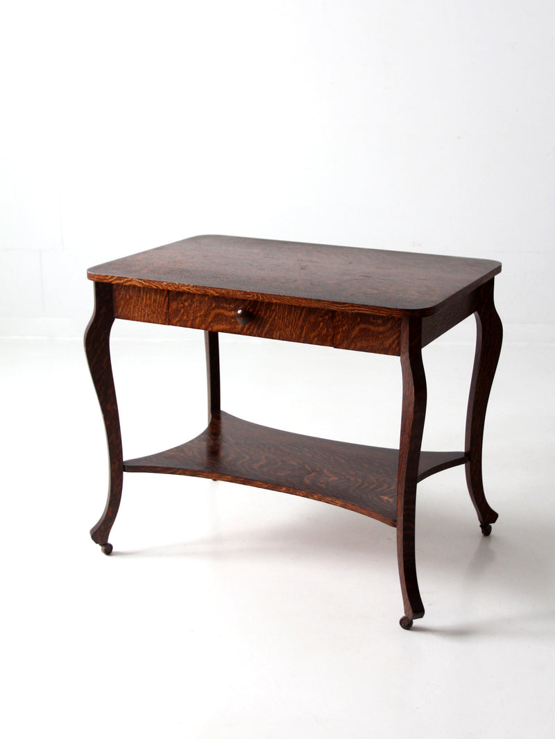 antique tiger oak library table