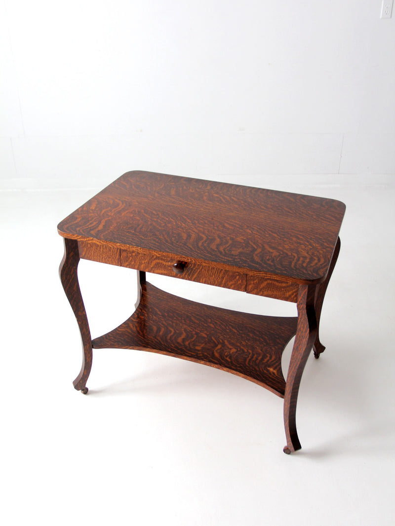 antique tiger oak library table