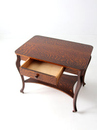 antique tiger oak library table