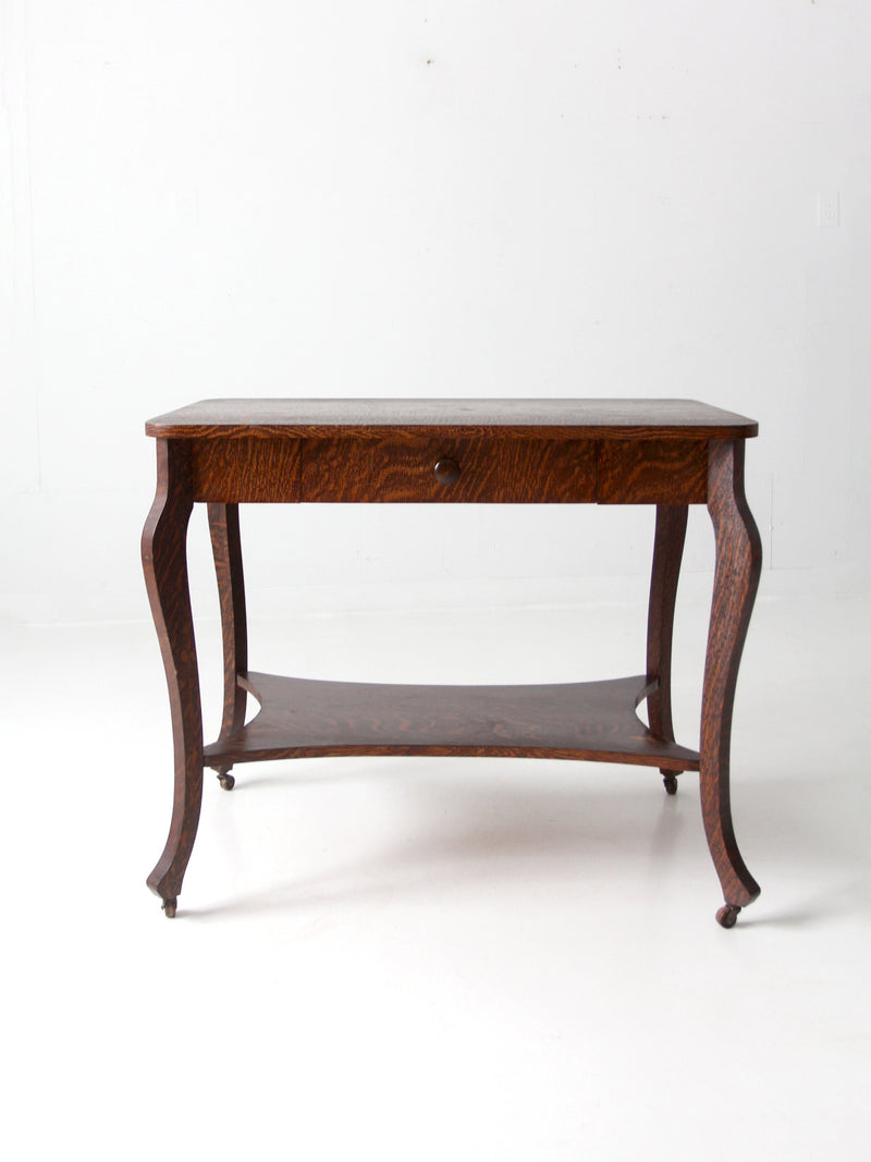 antique tiger oak library table