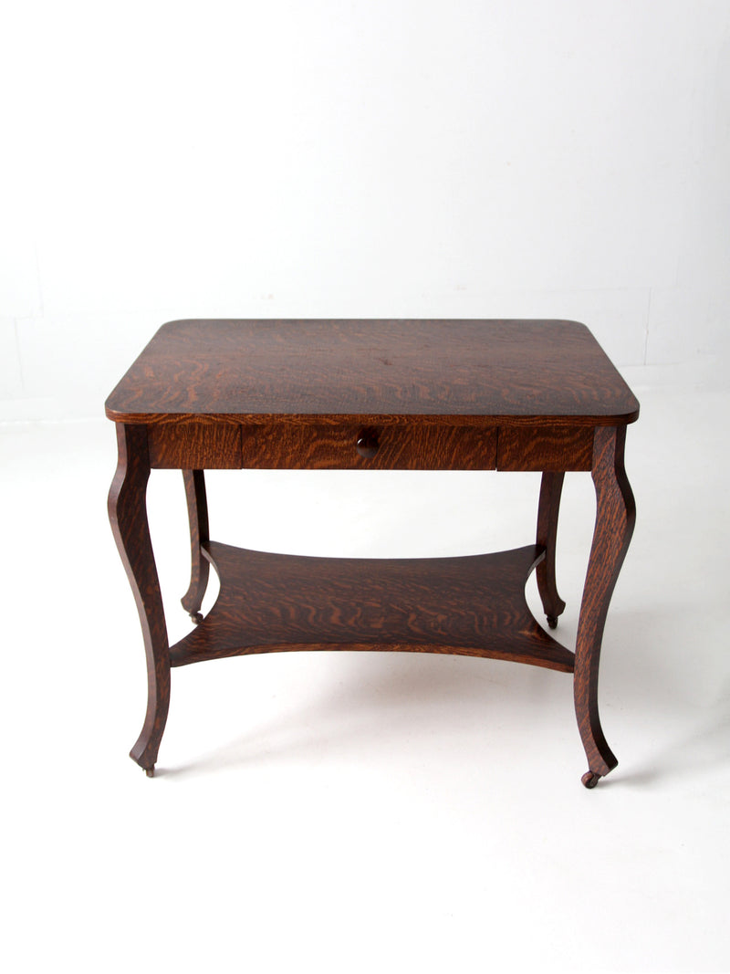 antique tiger oak library table