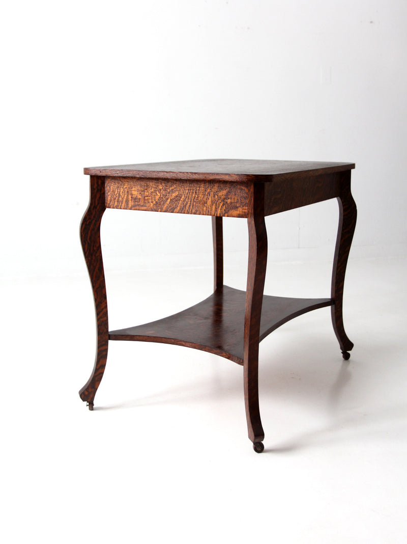 antique tiger oak library table