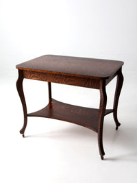 antique tiger oak library table