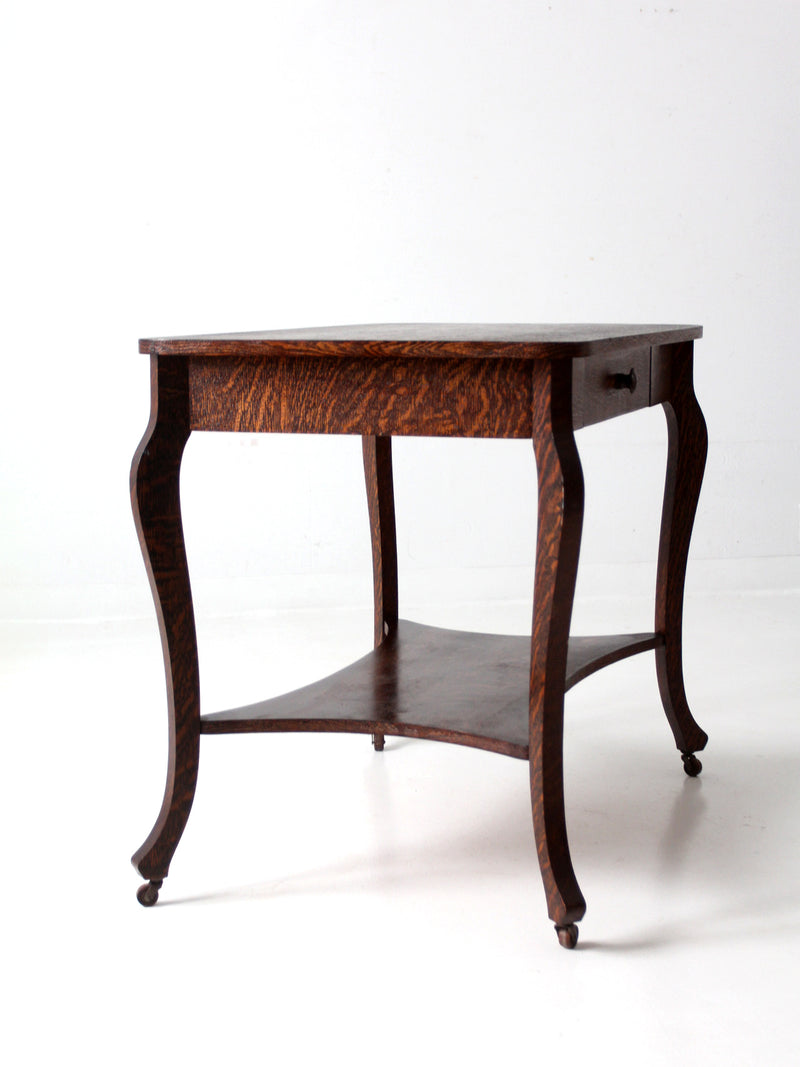 antique tiger oak library table